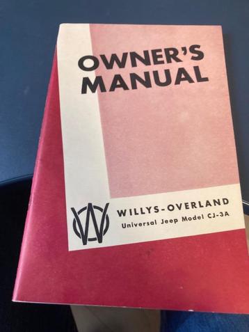Jeep CJ-3A  Owners Manual beschikbaar voor biedingen