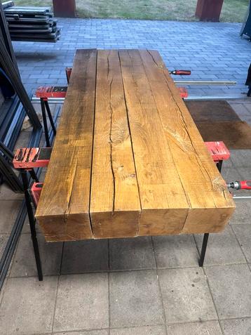 4 droge eiken balken 15x15x145cm voor salontafel beschikbaar voor biedingen
