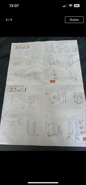 Sealskin inklapbare douchedeuren van 1.00 bij 1.20 beschikbaar voor biedingen