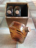 Antieke flessen gin, cognac, whisky in decoratieve doos, Ophalen of Verzenden