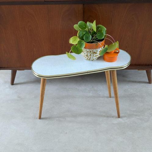 Vintage retro bijzettafeltje plantentafeltje Formica blad, Huis en Inrichting, Tafels | Bijzettafels, Gebruikt, Overige vormen
