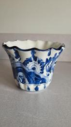 Blauw bloempotje, Tuin en Terras, Bloempotten, Gebruikt, Rond, Ophalen of Verzenden, Balkon