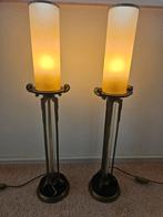 Vintage Lampen, Vermoedelijk Brons, Huis en Inrichting, Lampen | Vloerlampen, Ophalen of Verzenden, Gebruikt, Glas, Minder dan 100 cm