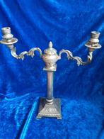 2 verzilverde brocante kandelaars, Ophalen of Verzenden, Zilver