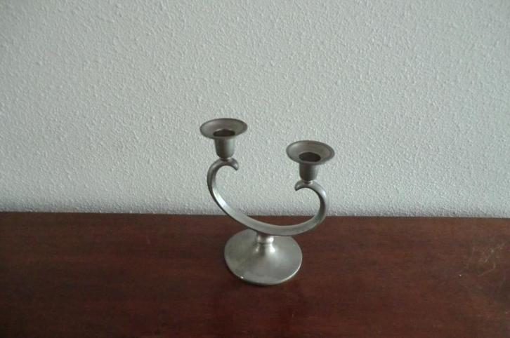 vintage antieke tinnen kandelaar - Metawa Holland - art deco, Antiek en Kunst, Antiek | Tin, Ophalen of Verzenden