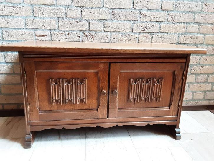 Gebruikte Eiken Dekenkist, Huis en Inrichting, Kasten | Dressoirs, Gebruikt, 100 tot 150 cm, 25 tot 50 cm, Ophalen