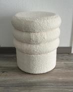 Witte Boucle Poef, Huis en Inrichting, Ophalen, Minder dan 50 cm, Rond, Minder dan 50 cm