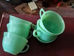 Fire-King Jadeite Jane Ray Kop & Schotel, Gebruikt, Ophalen of Verzenden, Glas, Overige stijlen
