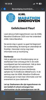 ASML Halve Marathon 12 oktober, Sport en Fitness, Loopsport en Atletiek, Ophalen of Verzenden