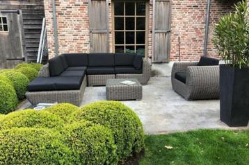 Loungeset Curved Rond Wicker grijs beschikbaar voor biedingen