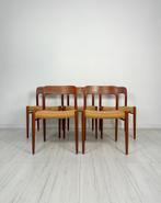 5x Vintage Niels O. Moller 75 Deens Teak Eetkamerstoelen, Huis en Inrichting, Stoelen, Riet of Rotan, Bruin, Ophalen of Verzenden