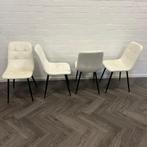 4 Fluwelen eetkamerstoelen, Huis en Inrichting, Stoelen, Wit, Stof, Ophalen of Verzenden, Zo goed als nieuw