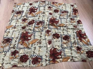 Vierkante bandana sjaal zijde wijnrood oranje bloemen goud beschikbaar voor biedingen
