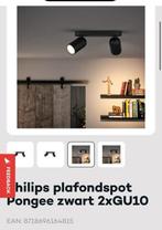 Philips plafondspot Pongee zwart 2xGU10, Huis en Inrichting, Lampen | Spots, Ophalen, Metaal of Aluminium, Zo goed als nieuw, Modern