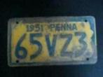 Kentekenplaat Licenseplate Pennsylvania 1951 USA, Verzenden, Gebruikt, Auto's