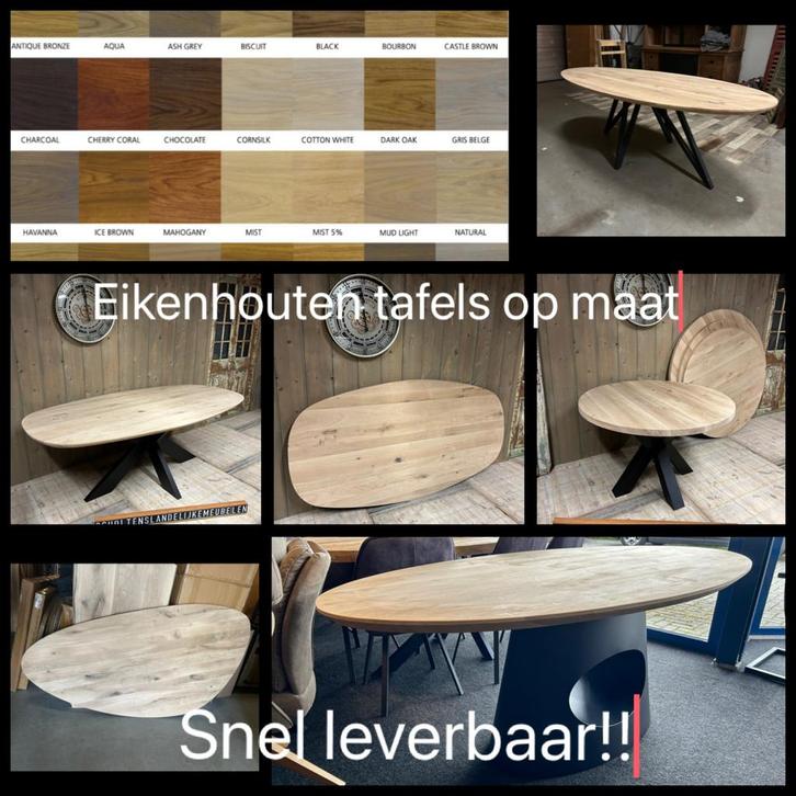 Eiken tafels op maat – direct leverbaar uit eigen werkplaats, Huis en Inrichting, Tafels | Eettafels, Nieuw, Eikenhout, Ophalen of Verzenden