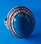 Zilveren Lapis lazuli  ring met blauwe edelsteen., Blauw, Ophalen of Verzenden, Zo goed als nieuw, Met edelsteen