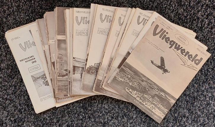 Tijdschrift Vliegwereld 1935 - 1945 53 nummers, Verzamelen, Luchtvaart en Vliegtuigspotten, Gebruikt, Boek of Tijdschrift, Ophalen of Verzenden
