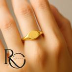 "Elegante dames zegelring – 925 zilver met 18K verguld –, Sieraden, Tassen en Uiterlijk, Ringen, Nieuw, Ophalen of Verzenden, 17 tot 18