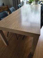 Eiken fineer eettafel (6p.) 220x90cm., Ophalen, Gebruikt, Eikenhout, 200 cm of meer