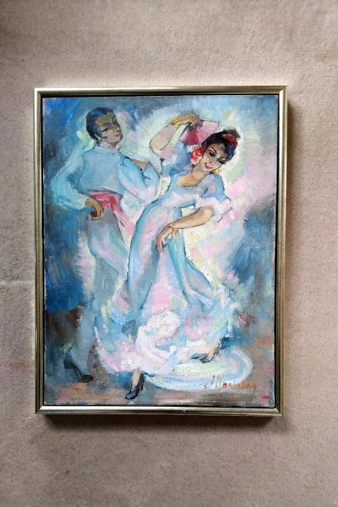 FRANS=== S.B.Kaehrling 1902-1985 == dansend paar =, Ophalen of Verzenden