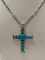 Turquoise Kruis Ketting - Astrelle, Blauw, Nieuw, Ophalen of Verzenden, Overige materialen