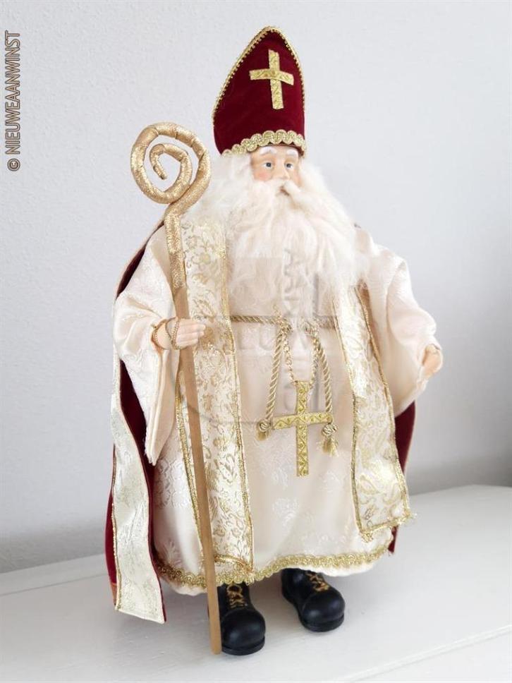 Authentieke etalage Sinterklaas pop - 50cm, rood, Diversen, Sinterklaas, Zo goed als nieuw, Verzenden