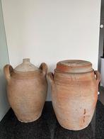 oude aardewerk oliekruik en pot met deksel, Antiek en Kunst, Antiek | Keramiek en Aardewerk, Ophalen of Verzenden