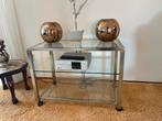 Mooi glas met messing TV meubel, Ophalen, 50 tot 100 cm, Glas, Zo goed als nieuw