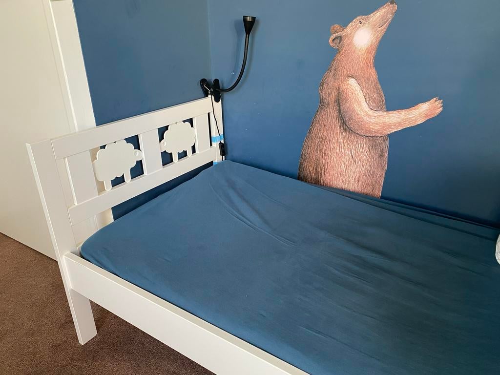 Ikea Kritter peuterbed 160x70 + 2 zij-steunen, Ophalen, Gebruikt, 70 tot 85 cm, Lattenbodem