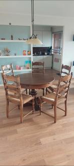 Eetkamertafel met stoelen, Ophalen, Zo goed als nieuw, 4 tot 6 stoelen
