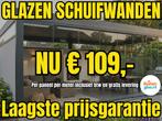 Glazen schuifwanden overkappingen p/meter € 109 Helder glas, Tuin en Terras, Overkappingen, Verzenden, Nieuw, Serre