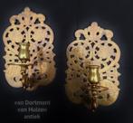 Paar antieke Hollandse wandblakers., Antiek en Kunst, Antiek | Kandelaars, Koper of Brons, Ophalen