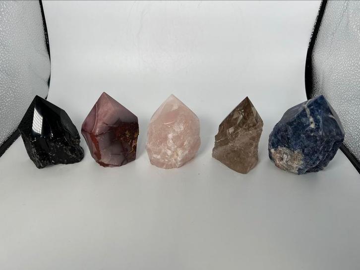 Rozenkwarts,Obsidiaan,Sodaliet,Rookkwarts en Mookaiet punten, Sieraden, Tassen en Uiterlijk, Edelstenen, Nieuw, Ophalen of Verzenden
