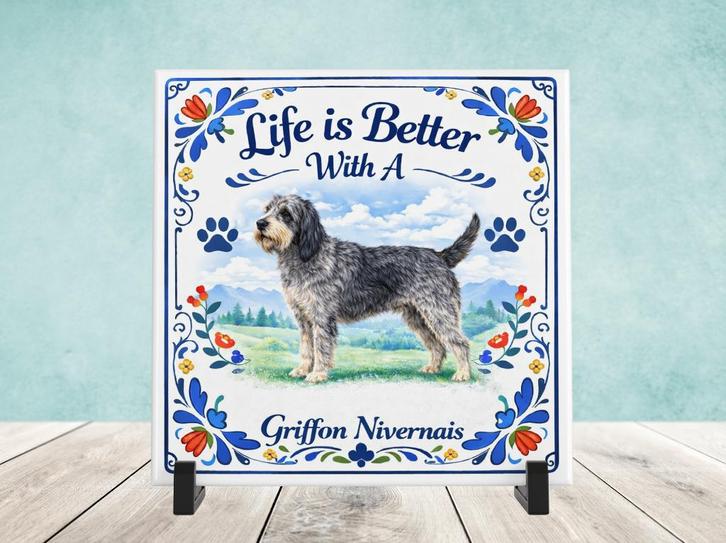 Life is Better With a Griffon Nivernais - Tegel, Huis en Inrichting, Woonaccessoires | Tekstborden en Spreuken, Nieuw, Verzenden