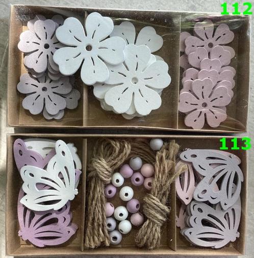 HOUT DECO 112-113 DECO BLOEMEN EN VLINDERS NIEUW, Hobby en Vrije tijd, Knutselen, Nieuw, Materiaal, Ophalen of Verzenden