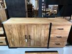 Dressoir 175cm, geborsteld teak, kast, metaal, AANBIEDING, 150 tot 200 cm, Nieuw, Ophalen of Verzenden, Metaal