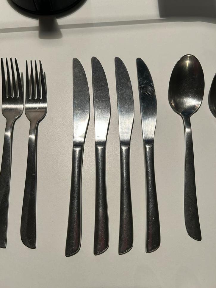 Justinus Edelstahl 18-10 Twist Bestekset 14 bestek design, Huis en Inrichting, Keuken | Bestek, Gebruikt, Ophalen of Verzenden