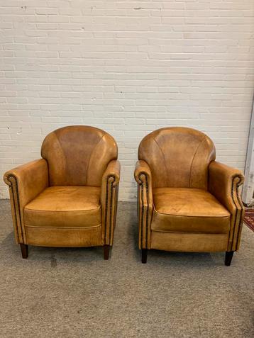 Fauteuil twee bruin schapen lederen kwaliteit fauteuils beschikbaar voor biedingen