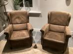 Twee leren oorfauteuils, Ophalen, Gebruikt, Leer, 75 tot 100 cm