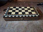 Vintage antiek compleet inklapbaar schaakbord erg fraai, Ophalen of Verzenden, Gebruikt