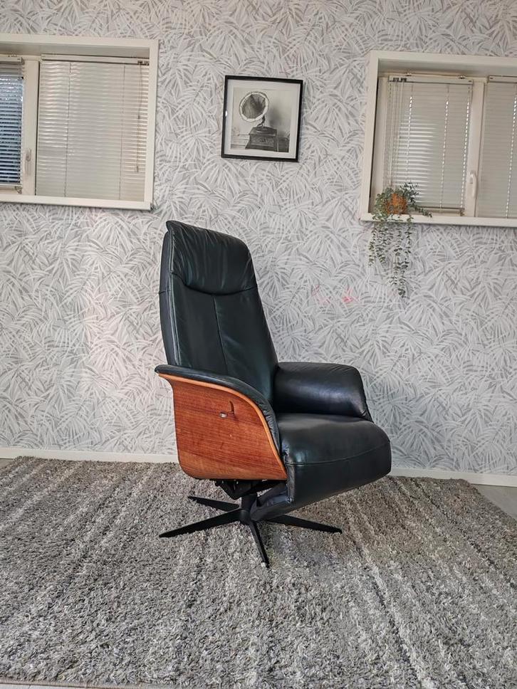 Hjort Knudsen leren design relax fauteuil handmatig, Huis en Inrichting, Fauteuils, Zo goed als nieuw, Leer, 50 tot 75 cm, Ophalen of Verzenden