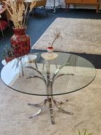Vintage space age salontafel chroom / glas rond 70s, Ophalen, Huis en Inrichting
