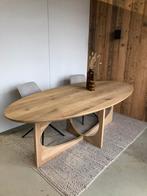 Eiken ovaal met eiken onderstel naturel kleur 240x110cm, Verzenden