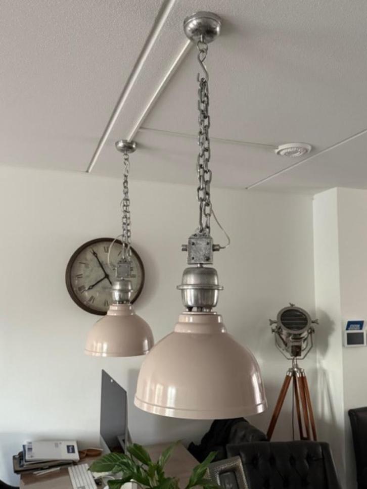 Industriele lampen set van 2, Huis en Inrichting, Lampen | Hanglampen, Zo goed als nieuw, 75 cm of meer, Metaal, Ophalen