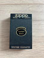 Vintage Zippo Antique Brass Aansteker, Ophalen of Verzenden, Gebruikt, Aansteker