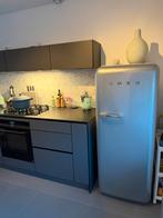 Smeg koelkast (FAB 28) rechtsdraaiend, grijs, Ophalen, Gebruikt, 200 liter of meer, 60 cm of meer
