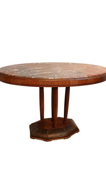 SALE: Art Deco console tafel met messing en marmeren blad beschikbaar voor biedingen