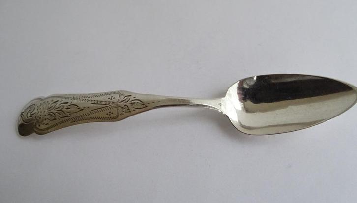 Antiek zilver 1x Biedermeier theelepeltje 12cm ~ 19e eeuw, Antiek en Kunst, Antiek | Bestek, Ophalen of Verzenden