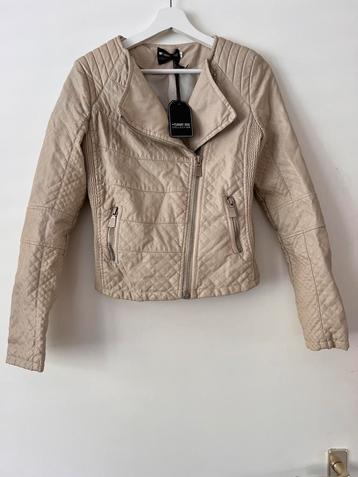 Nieuw! Mooi nep leren jack, jasje beige maat S/36 beschikbaar voor biedingen